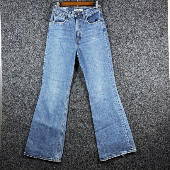 Levi's Denim - Levis 70s High Flare Jeans Womens 27 Blue Medium Wash Distressed Denim Retro